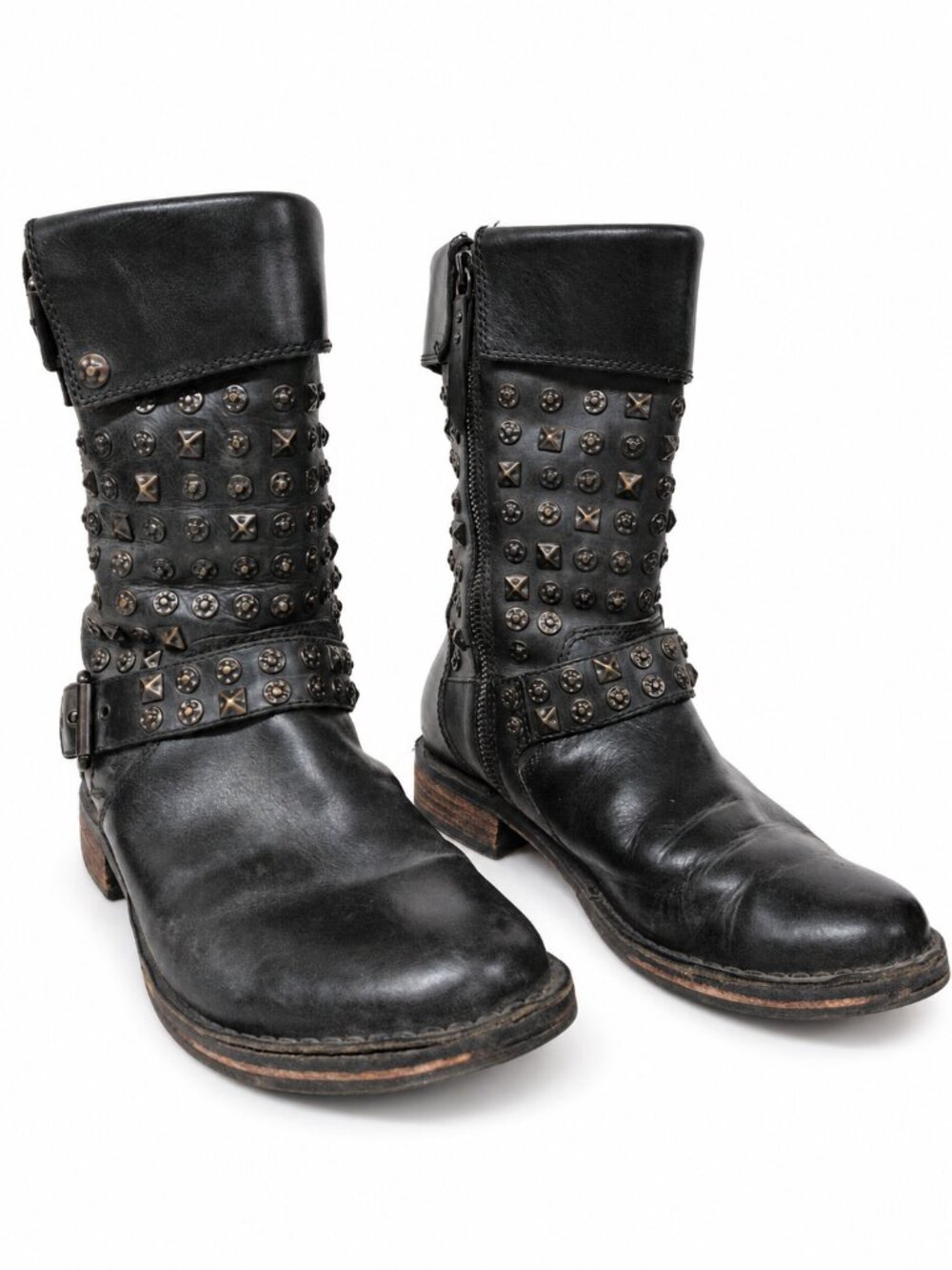 UGG Conor Black Leather Studded Moto Boots Women’s 7 Biker Y2K